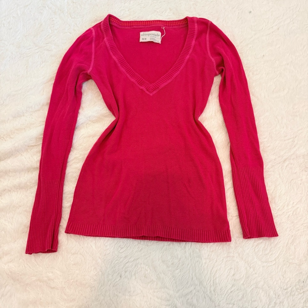Y2K Aeropostale Pink V-Neck Knit Top